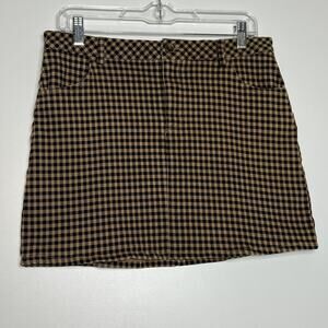 Pacsun Kendall & Kylie Plaid Checkered Brown Black Mini Skirt Size L